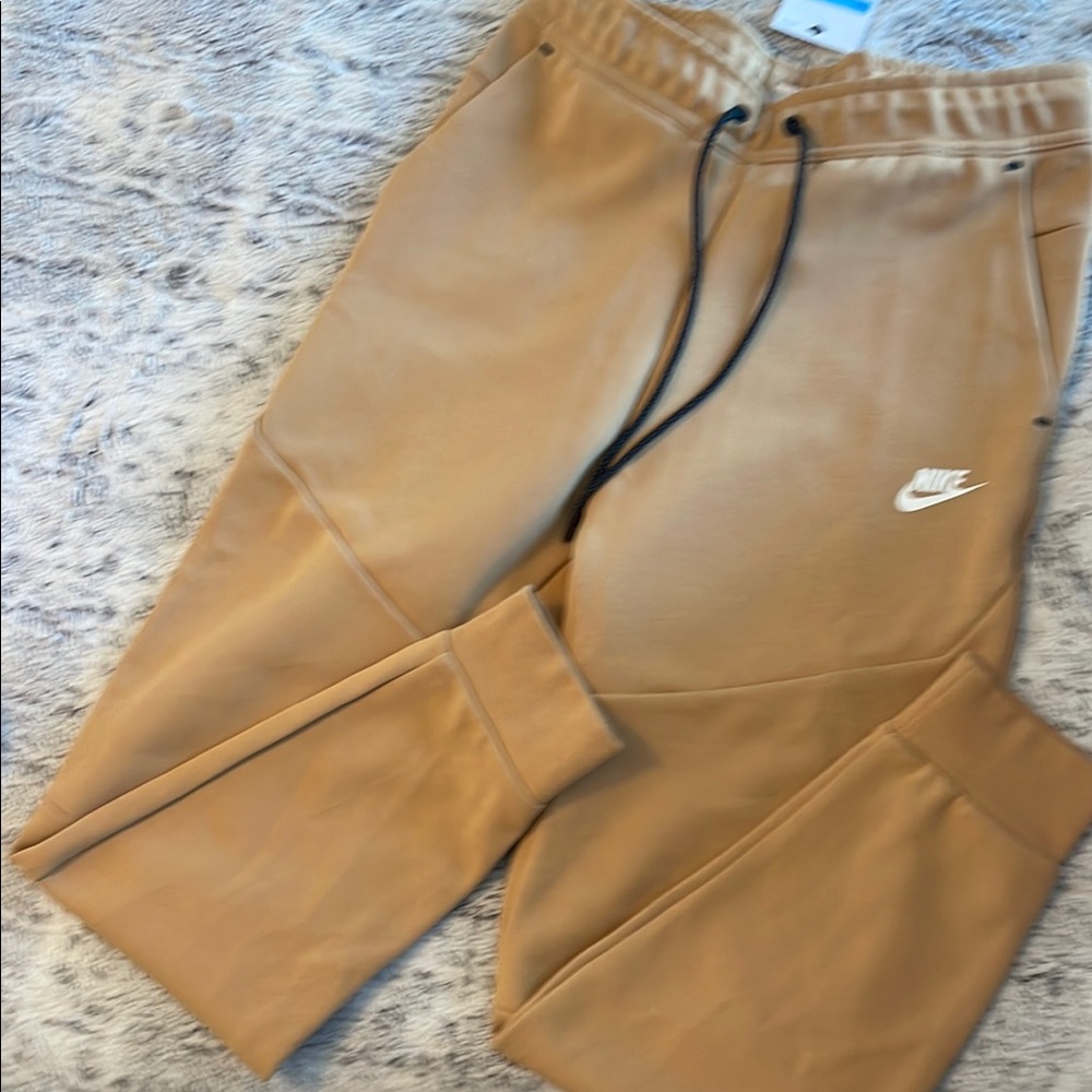 Nike Tan Sweatpants Joggers with White Swoosh